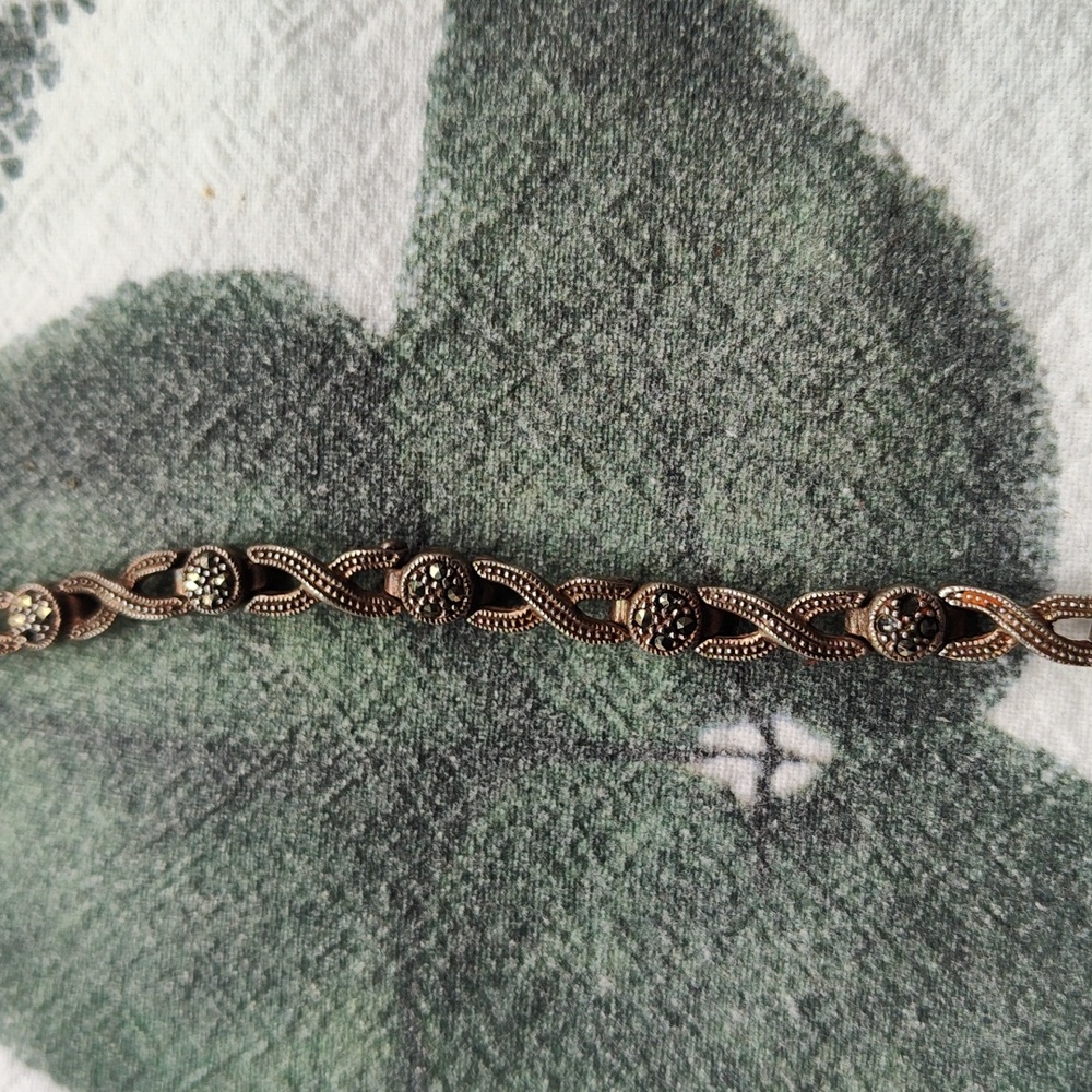 Marcasite bracelet with heart clasp